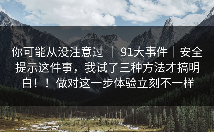 你可能从没注意过 ｜ 91大事件｜安全提示这件事，我试了三种方法才搞明白！！做对这一步体验立刻不一样