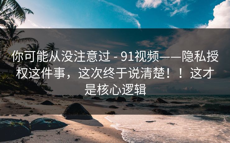 你可能从没注意过 - 91视频——隐私授权这件事,这次终于说清楚!!这才是核心逻辑 你可能从没注意过 - 91视频——隐私授权这件事,这次终于说清楚!!这才是核心逻辑